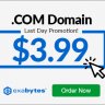 Last Day Promotion .COM Domain Name Registrations $3.99 only